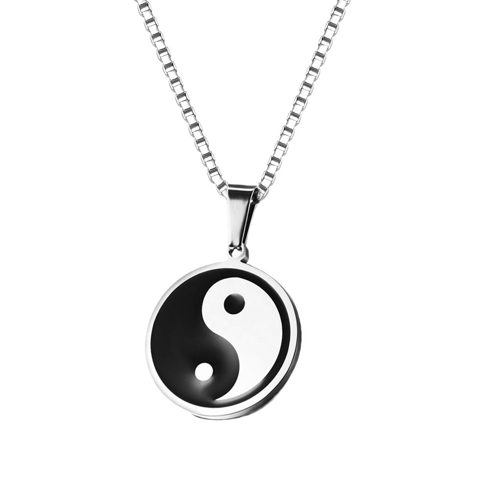 Collar yin yang acero