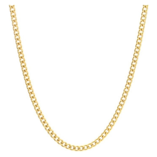 Collar cadena cubana 3mm acero dorado