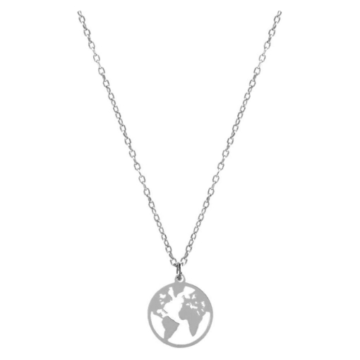 Collar mundo plata plateado