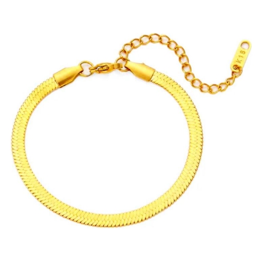 Pulsera cadena plana 4mm acero dorado