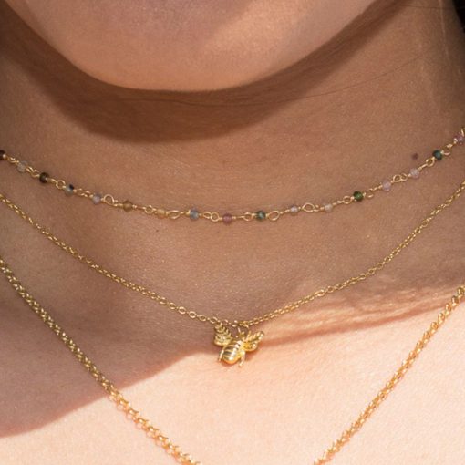 Gargantilla rosario turmalina plata oro modelo