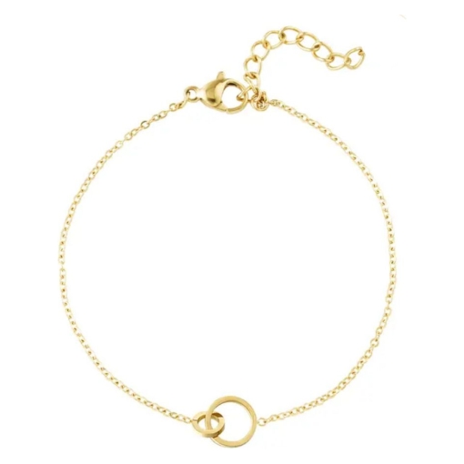 Pulsera círculos entrelazados acero dorado