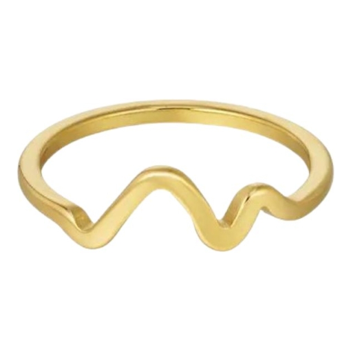 Anillo ondas acero dorado