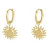 Pendientes aro con sol acero dorado