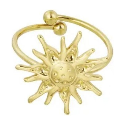 Anillo ajustable sol acero dorado