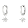 Pendientes aro con estrella polar circonita acero plateado