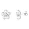 Pendientes botón flor pequeña acero plateado