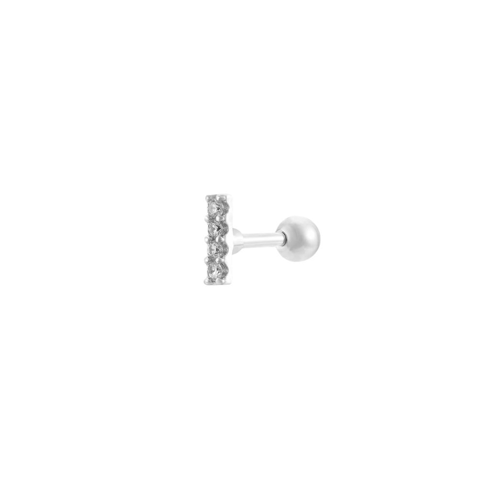 Piercing barbell barra circonitas acero plateado
