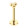 Piercing labret 3bolitas acero dorado