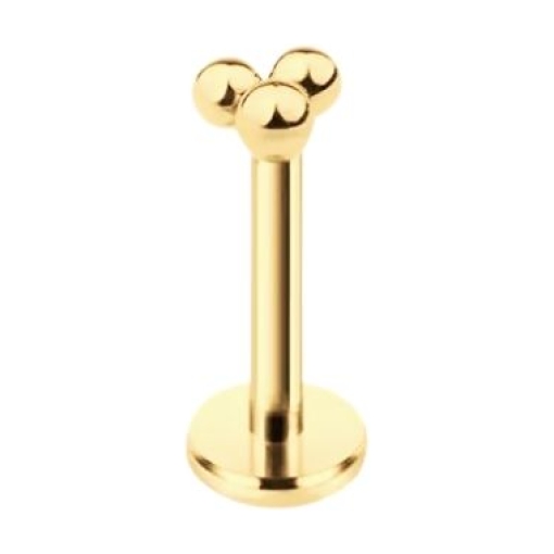 Piercing labret 3bolitas acero dorado
