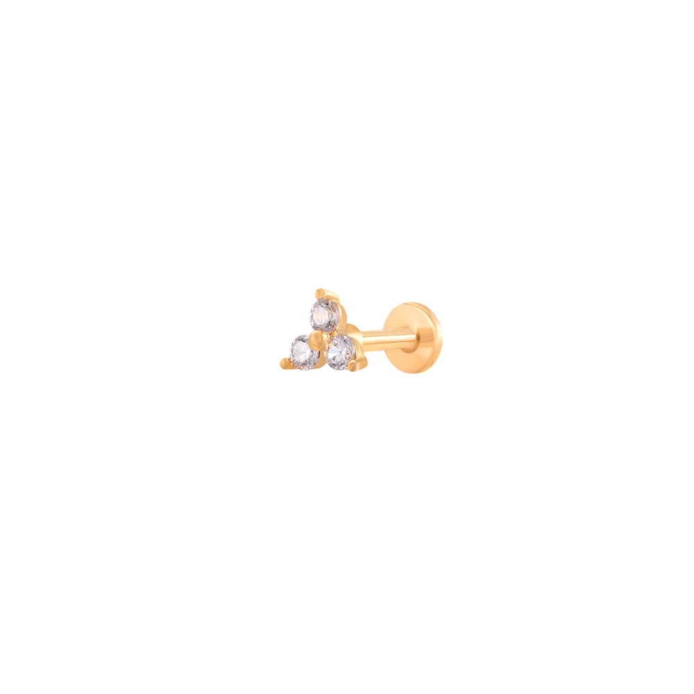 Piercing labret 3circonitas acero dorado