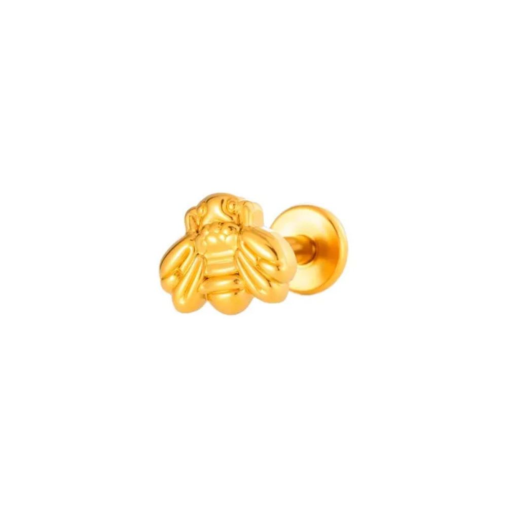 Piercing labret abeja acero dorado