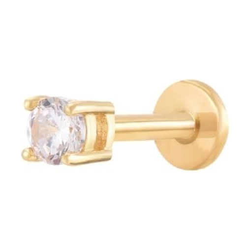 Piercing labret circonita 4mm acero dorado