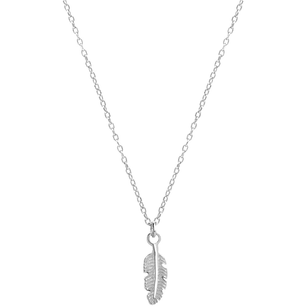 Collar pluma plata plateado