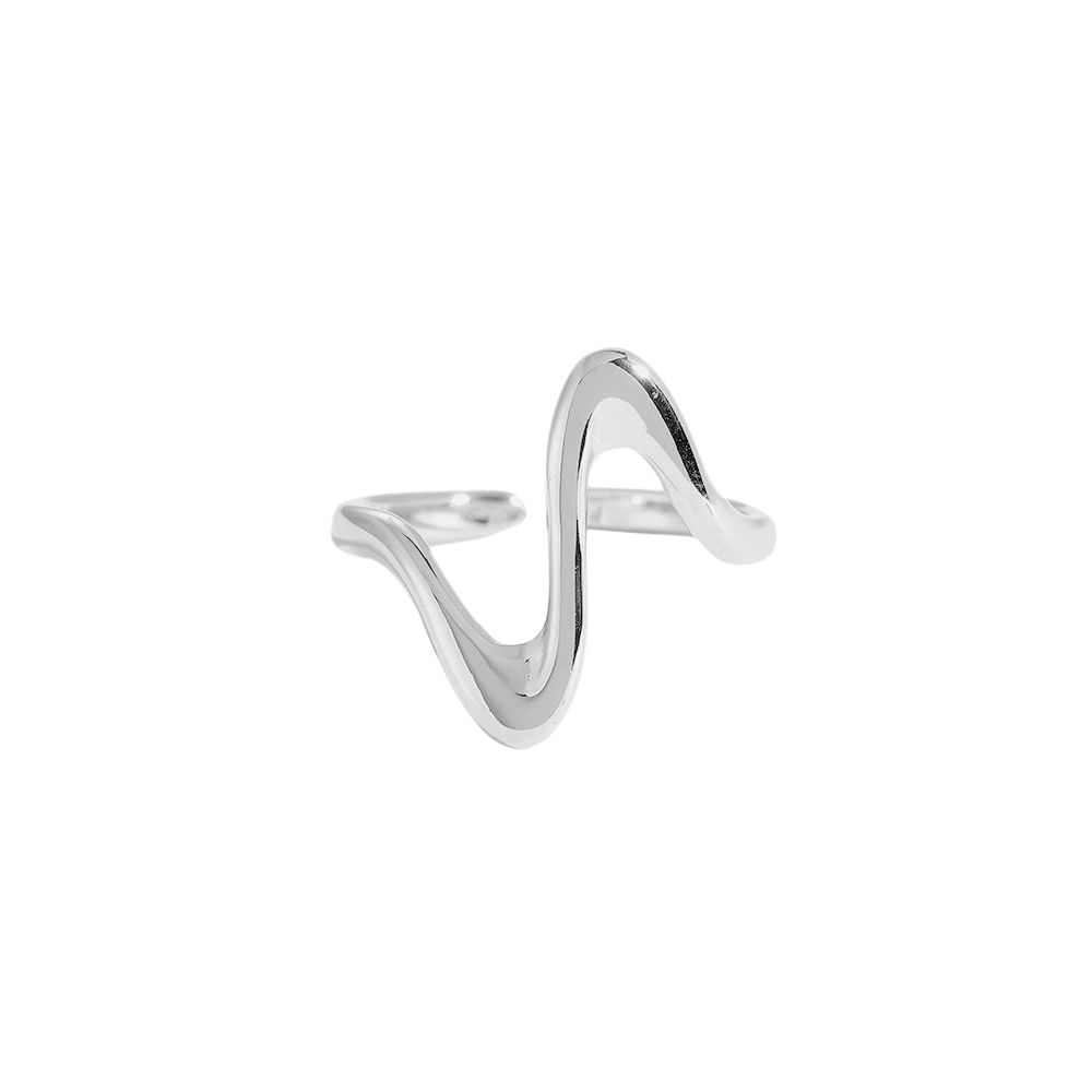 Anillo ajustable latido acero plateado