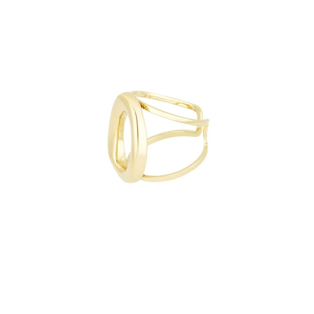 Anillo ajustable óvalo acero dorado
