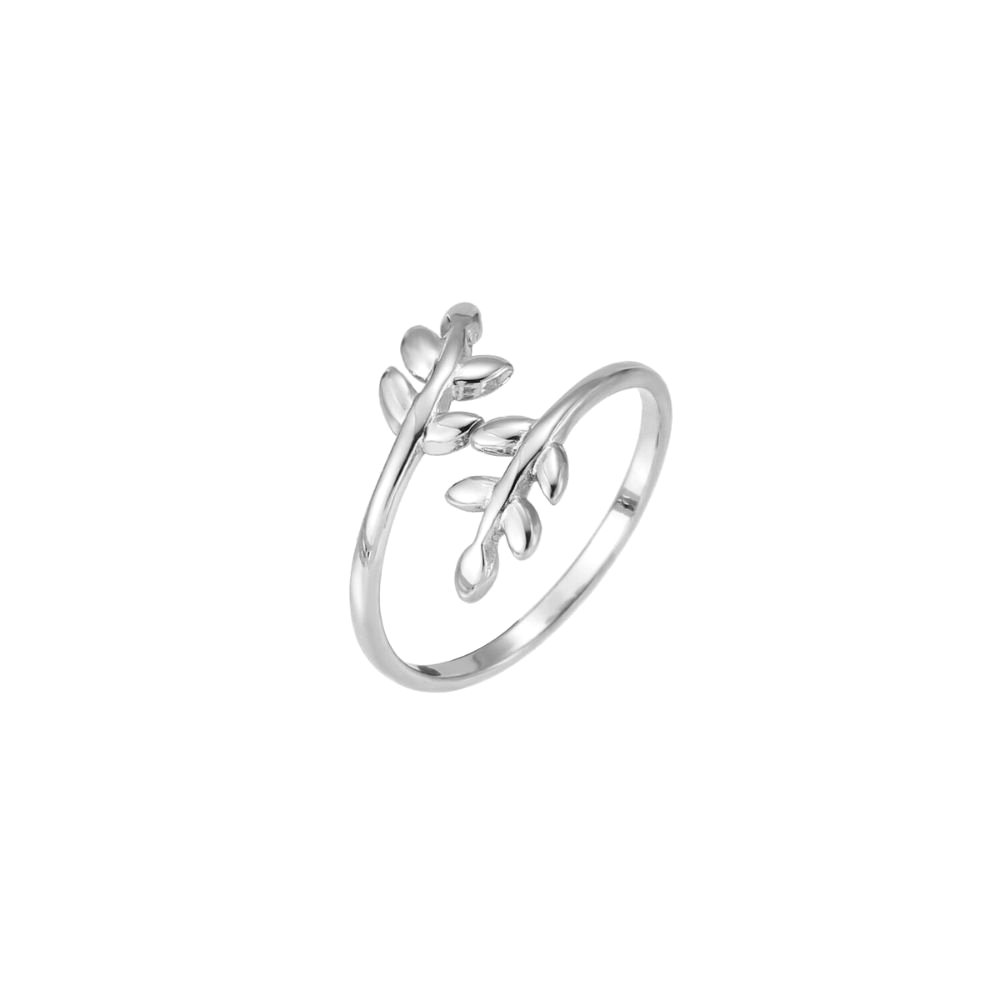 Anillo pie laurel acero plateado