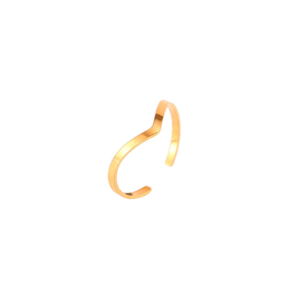 Anillo pie V acero dorado
