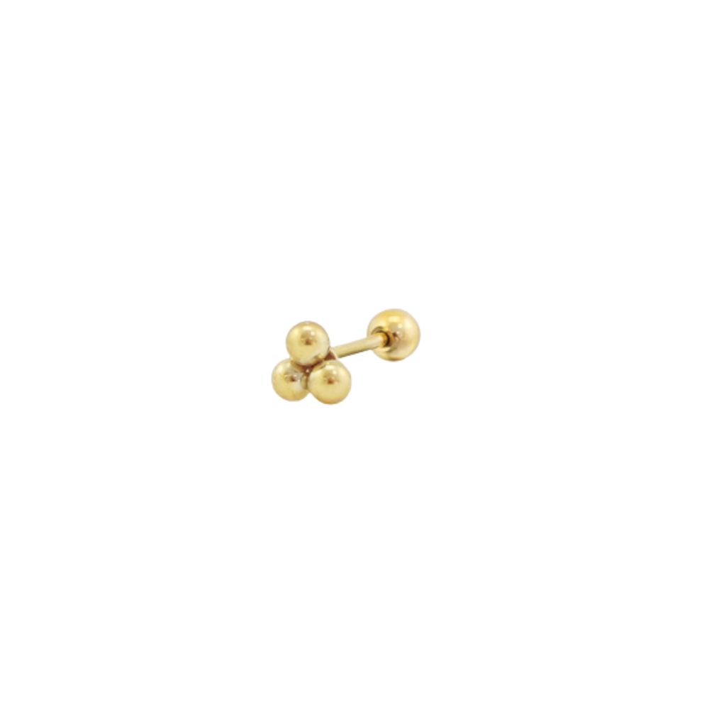 Piercing barbell 3bolitas acero dorado