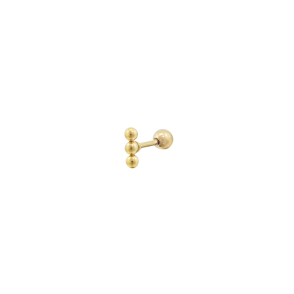Piercing barbell barra bolitas acero dorado