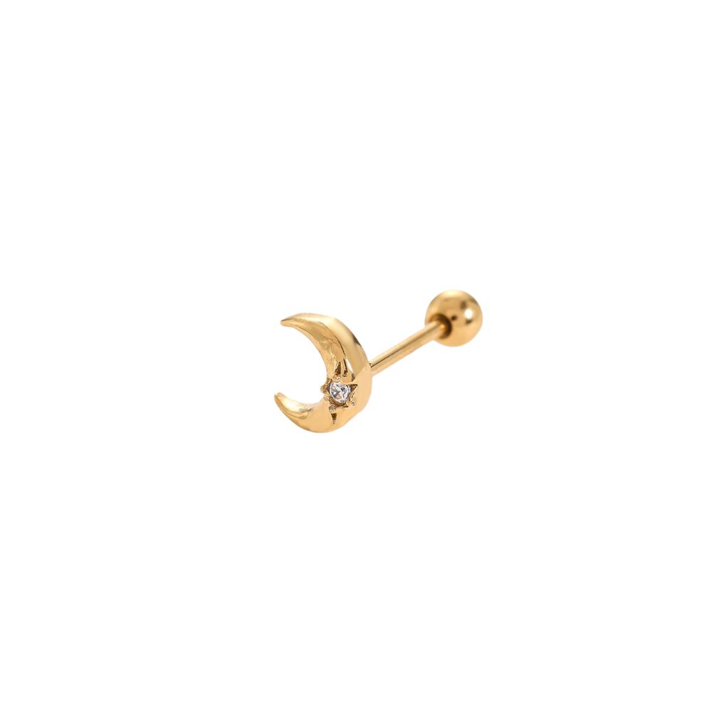 Piercing barbell luna circonita acero dorado