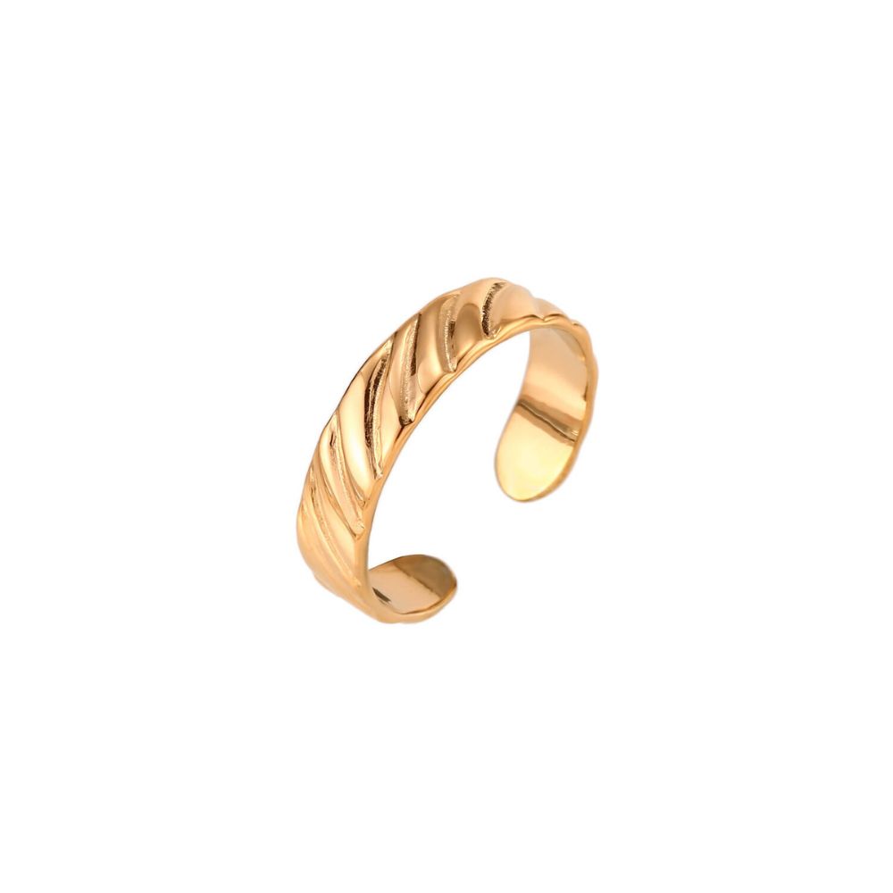 Anillo pie martel&eacute; acero dorado