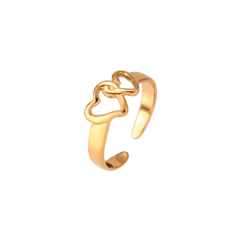 Anillo pie corazones acero dorado