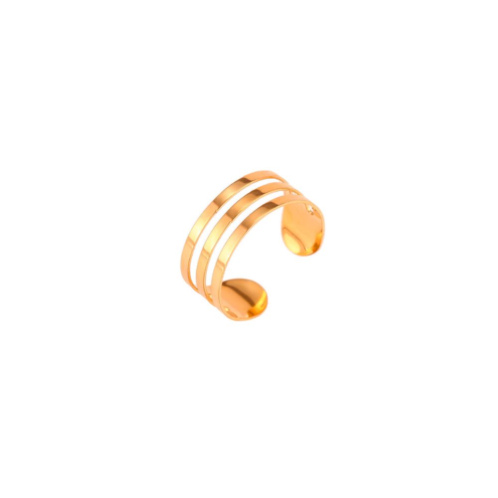 Anillo pie triple acero dorado