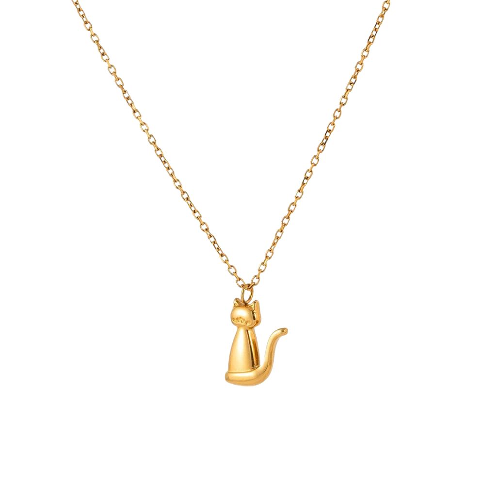Collar gato acero dorado