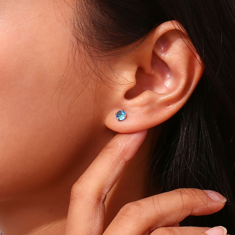 Pendientes botón circonita 5mm acero
