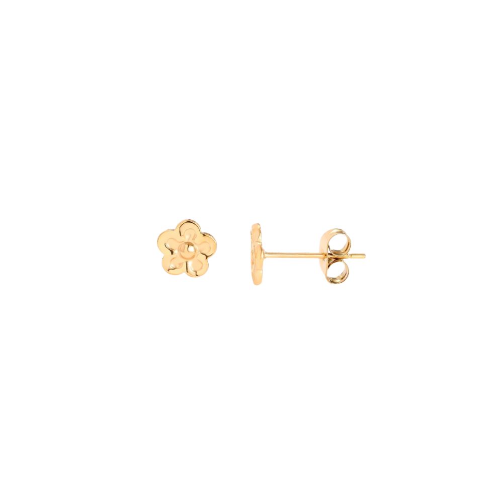 Pendientes botón flor mini acero dorado
